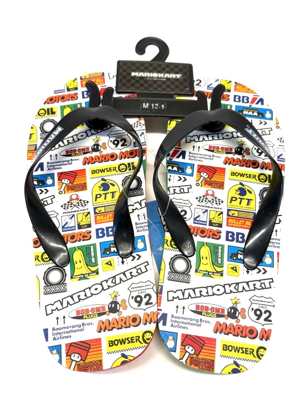 NWT Nintendo Mario Kart Kids Flip Flops Sandals Size 13-1 Boys Girls